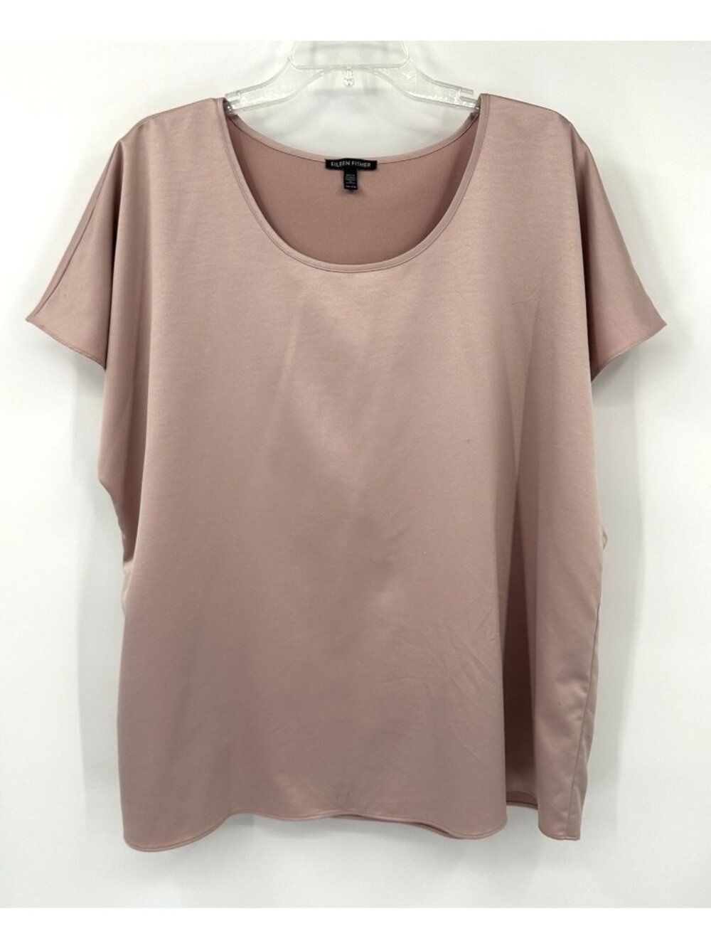 EILEEN FISHER t shirt tee short sleeve satin pink XL lightweight casual summer - Picture 2 of 10